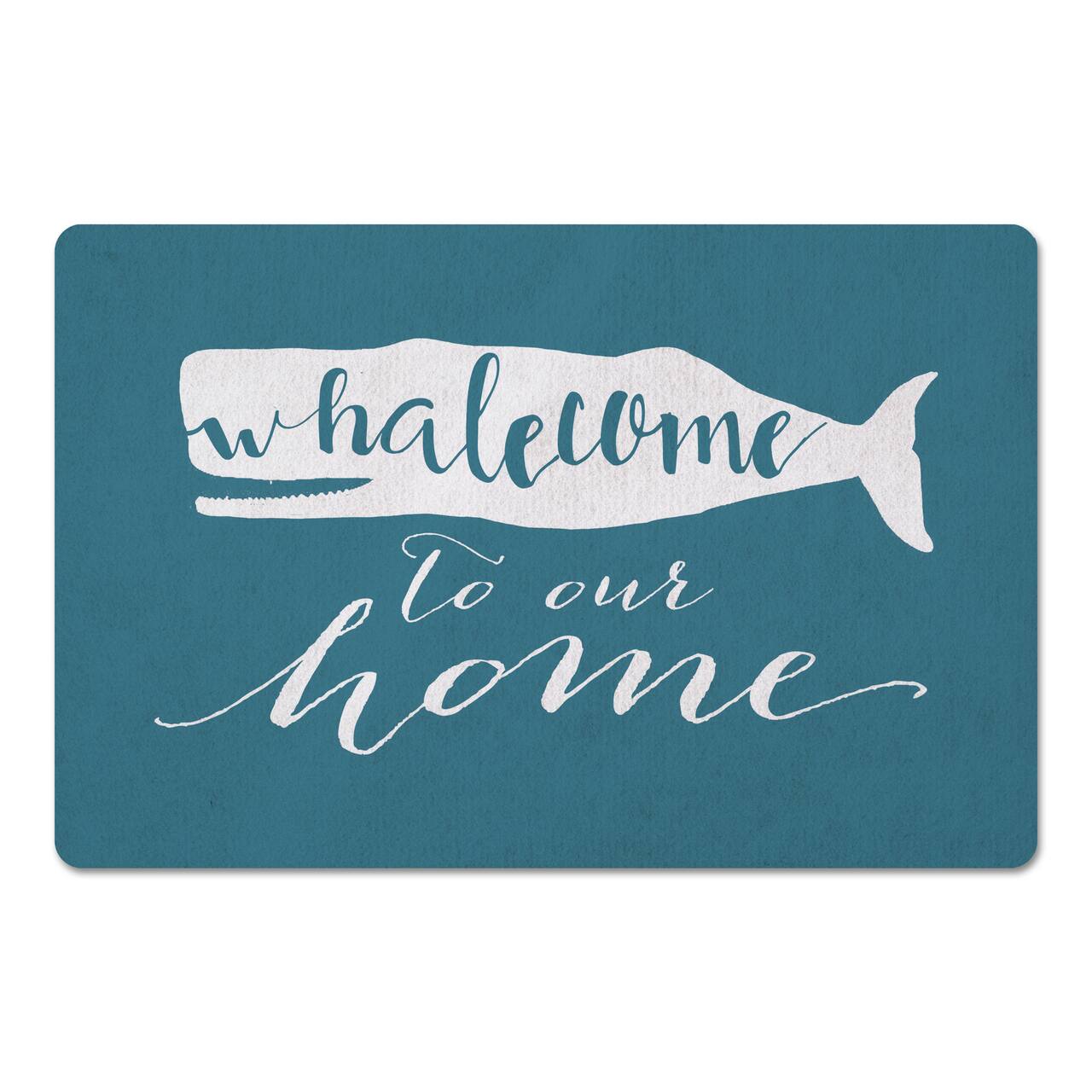 Blue Whalecome To Our Home Floor Mat, 27" x 18"